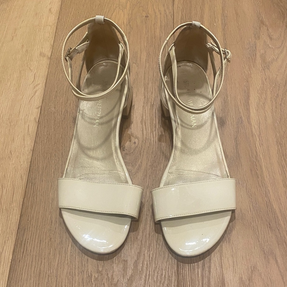 Stuart Weitzman Cream Ankle Strap Heels